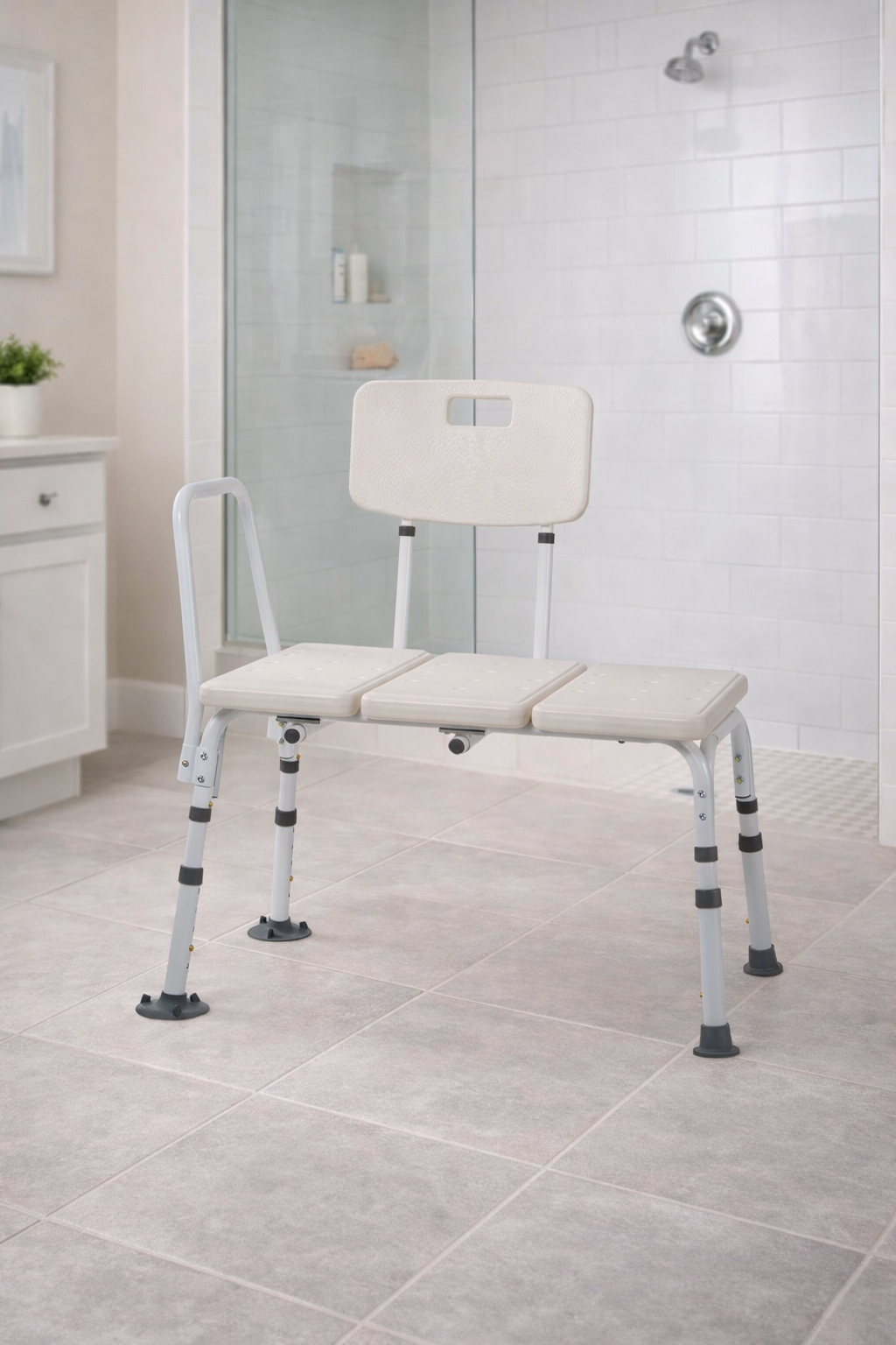 Bathtub Transfer Bench with Backrest and Safety Handle- Rhythm Healthcare